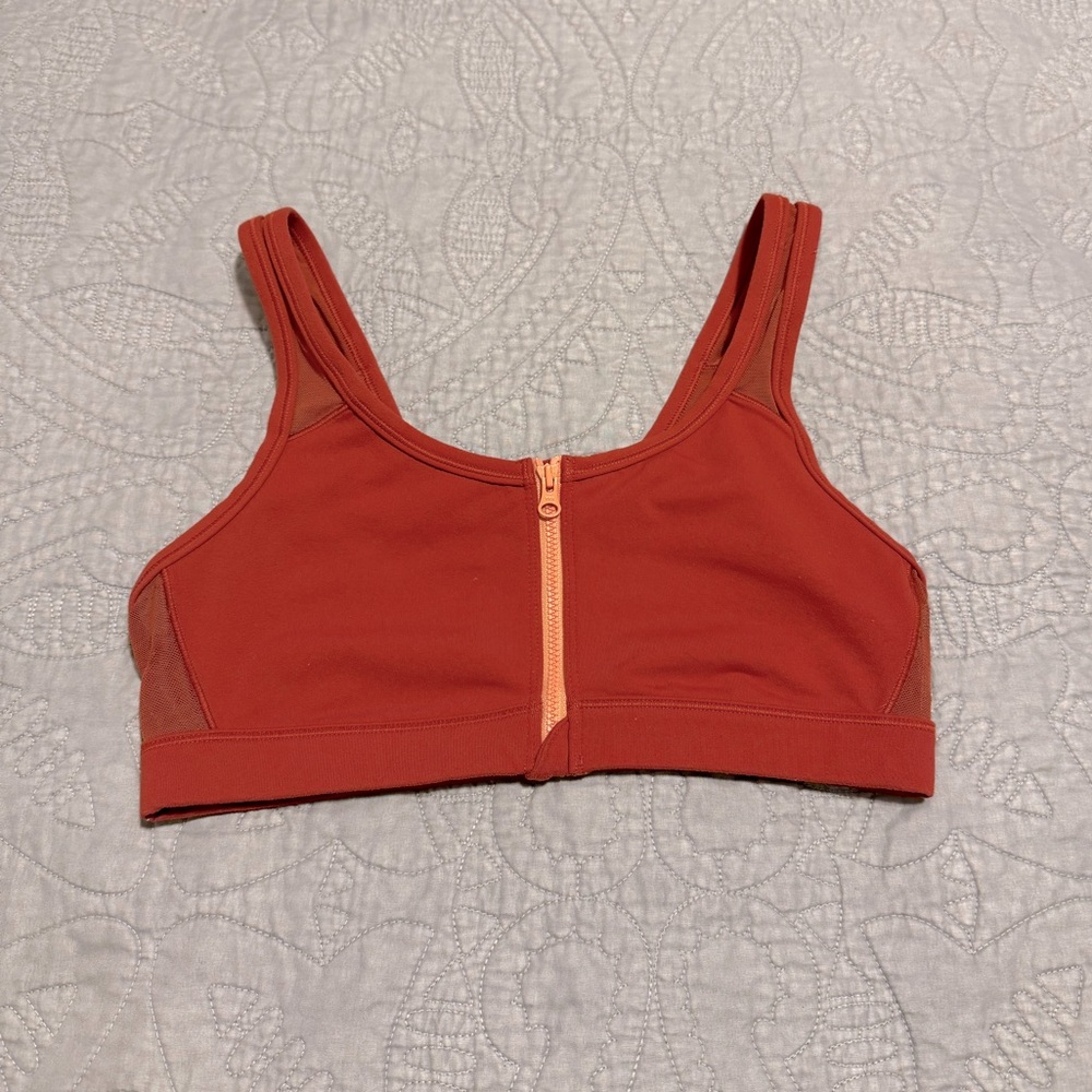 Aerie Rust Colored Sports Bra with Zipper